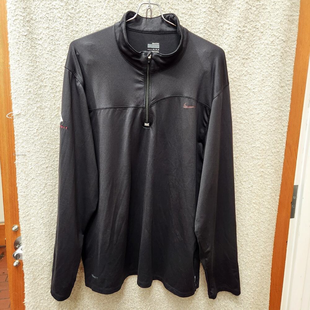 NIKE Black Mesh DriFit Quarter Zip 'Vail Summit' Pullover Long Sleeve Top Mens M